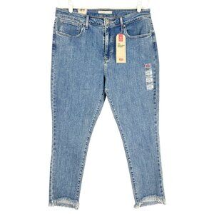 Levis 721 Women's High-Rise Skinny Stretch Blue Denim Jeans Size 16S Raw Hem NWT
